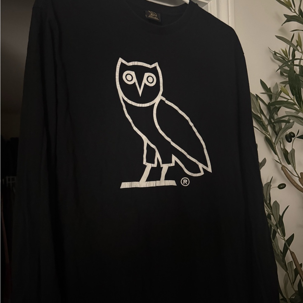 OVO Black Tee with Gold Owl Accent